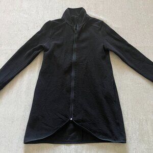 Athletic Works Long Full Zip Hoodie Women M/8-10 Black Quilted Active Running